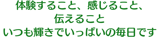 体験すること、感じること、伝えること、いつも輝きでいっぱいの毎日です